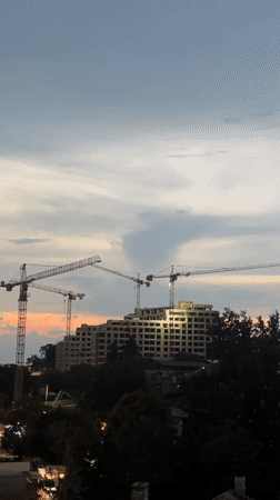 Tower cranes and rising frames at a Belgrade construction site