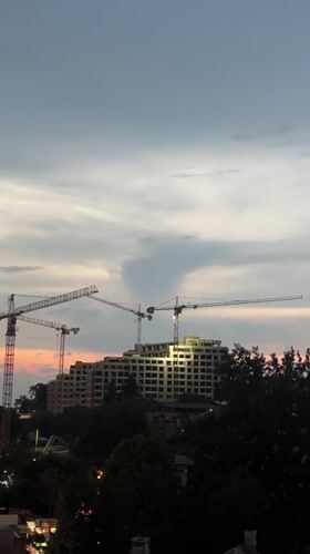 Tower cranes and rising frames at a Belgrade construction site