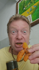 Man demonstrates turmeric in animated indoor video in Denpasar