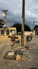 Evening street scenes with inflatable ads captured in Florianópolis