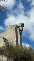 Person spotted resting at lion monument in Shumen