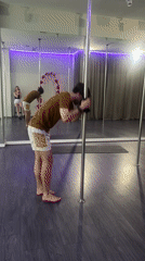 Morning pole dancing practice session captured by witnesses