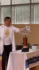 Tesla coil demonstration live in a Chaikovsky gymnasium