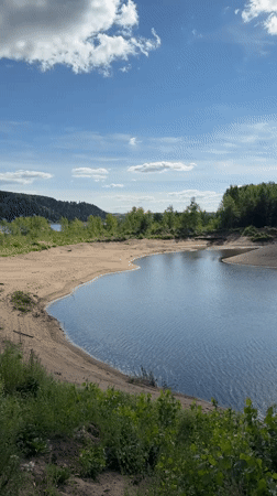 Breezy summer afternoon on a sandy Russian shoreline