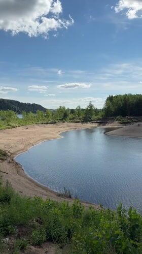Breezy summer afternoon on a sandy Russian shoreline