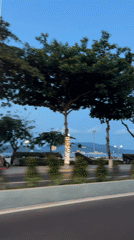 Vehicle travels coastal road in Nha Trang during evening hours