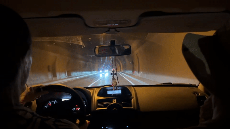 Evening drive through the streets of Škaljari, Montenegro