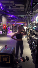 Woman takes gym selfie in Irkutsk fitness center