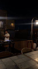 Late night dining scene captured at outdoor Oaxaca restaurant