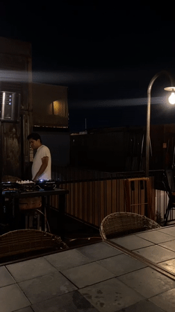 Late night dining scene captured at outdoor Oaxaca restaurant