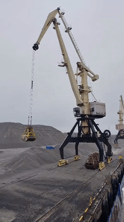Cargo loading operations documented at Shalsky port facility