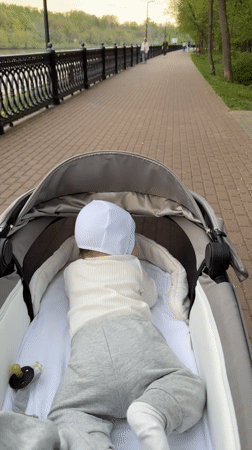 Baby stroller walk and boat sighting in Khimki