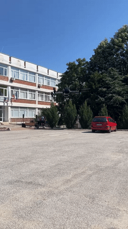 Drone footage and vintage computing exhibit in Pravets, Bulgaria