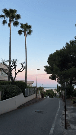 Dusk street scene captured in Le Cannet, France
