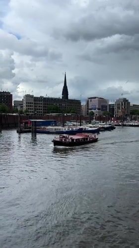 Hamburg waterfront and architecture documented during overcast afternoon