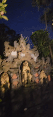 Nighttime documentation of traditional Balinese garden complex in Denpasar