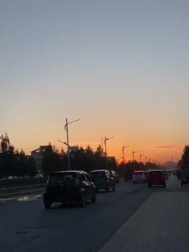 Heavy traffic observed during sunset in Kandahar, Afghanistan