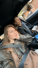 Two women photographed in car in Belgrade
