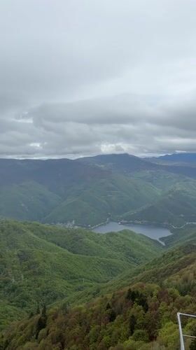 Panoramic mountain views captured from St. Elijah observation deck, Bulgaria