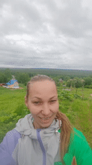 Mother and child enjoy outdoor time in rural Russia