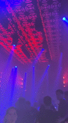 Entertainment venue with colorful lighting captured in Puebla, Mexico