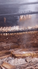 Traditional fish smoking process documented at unknown location