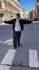 Morning pedestrian spotted walking through central Saint Petersburg streets