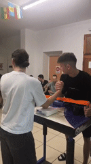 Arm wrestling competition draws crowd in Saint-Hubert, France