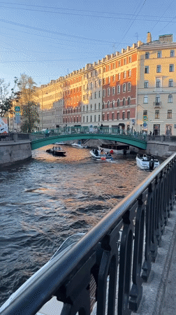Saint Petersburg street life and canal activity documented