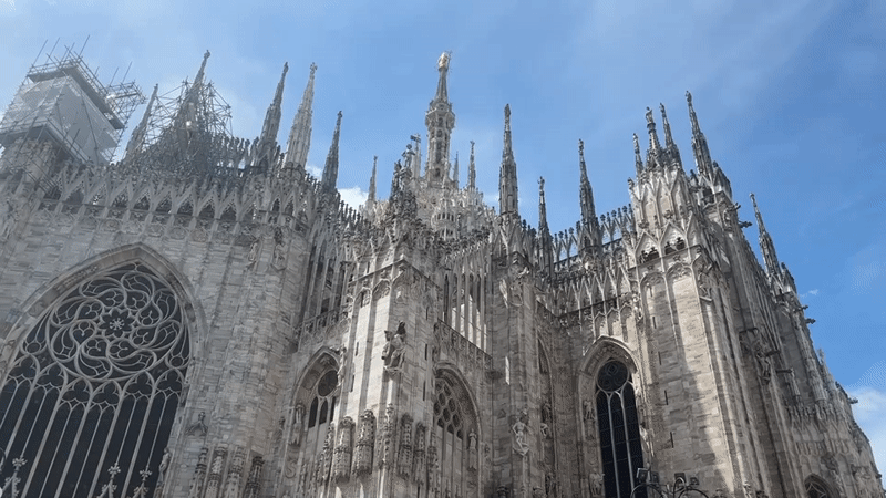 Milan Cathedral captured on video with restoration scaffolding visible
