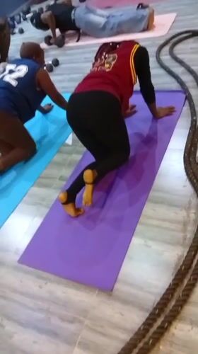 Gym session on yoga mats in Akwanga, Nigeria