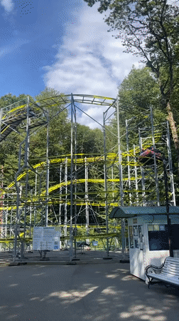 A busy afternoon at Stavropol's outdoor amusement and park complex