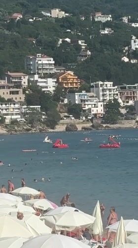 Packed summer afternoon at Sutomore beach, Montenegro