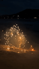 Beach fire performers spell out words in flames