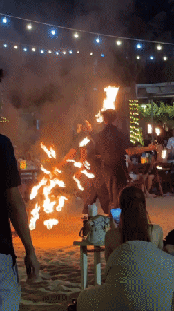 Fire dancers entertain beachfront crowds at Nha Trang venue