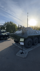 Families visit military memorial displays at Victory Park in Cheboksary