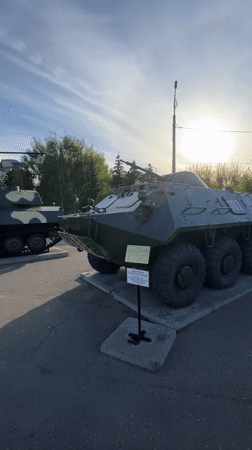 Families visit military memorial displays at Victory Park in Cheboksary