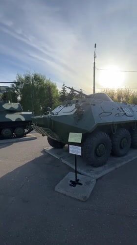 Families visit military memorial displays at Victory Park in Cheboksary