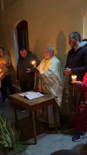 Nighttime Orthodox ceremony held in Kutovo, Bulgaria