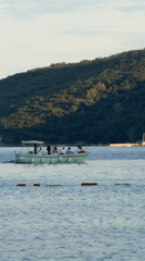 Boats gather in calm waters off Montenegro coast