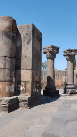 Ancient Zvartnots Cathedral ruins explored in Vagharshapat, Armenia
