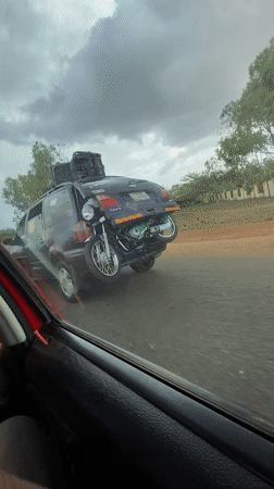 Motorcycle collides with minivan in Ban, Nigeria traffic accident