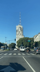 Eva Perón portrait displayed on Buenos Aires building facade