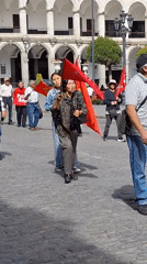 Patria Roja supporters hold May Day demonstration in urban square
