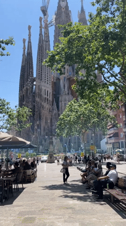 Friday morning life documented around Barcelona's Sagrada Familia