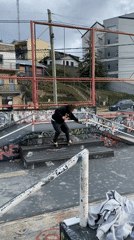 Skateboarder performs tricks at Ushuaia skate park