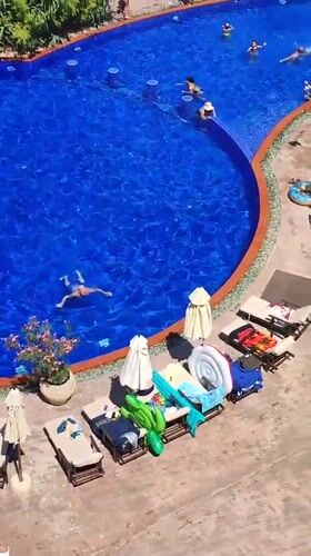 Sunny poolside scene at a Nesebar resort