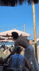 Typical beach club activity documented in North Kuta