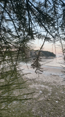 Person enjoys quiet sunset moment on Budva beach