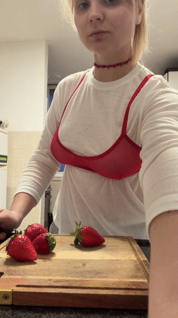 Woman bakes strawberry tart in Tel Aviv kitchen